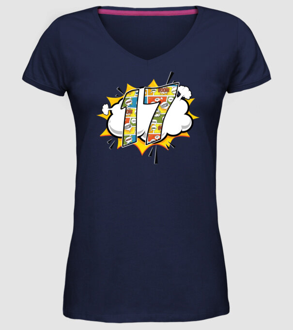 Birthday Comic Number 17 model albastru închis pe tricou