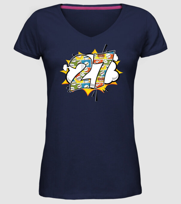 Birthday Comic Number 27 model albastru închis pe tricou
