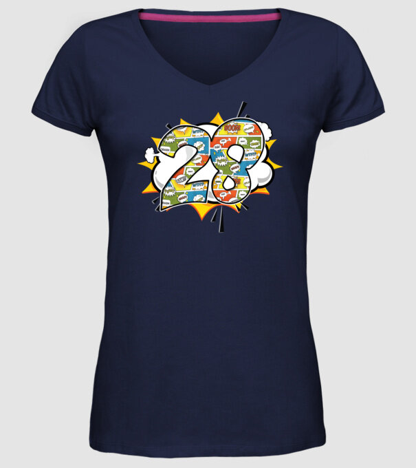 Birthday Comic Number 28 model albastru închis pe tricou
