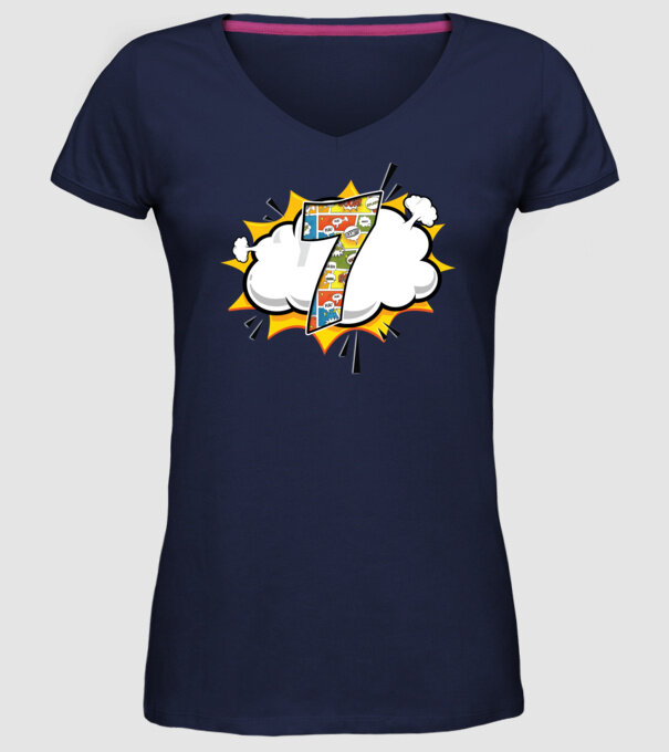 Birthday Comic Number 7 model albastru închis pe tricou
