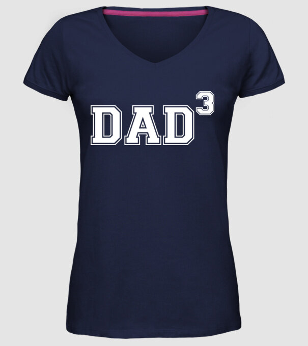 Dad for three model albastru închis pe tricou