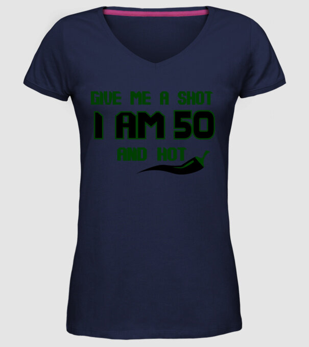 Give me a shot - 60 model albastru închis pe tricou