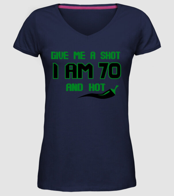 Give me a shot - 70 model albastru închis pe tricou