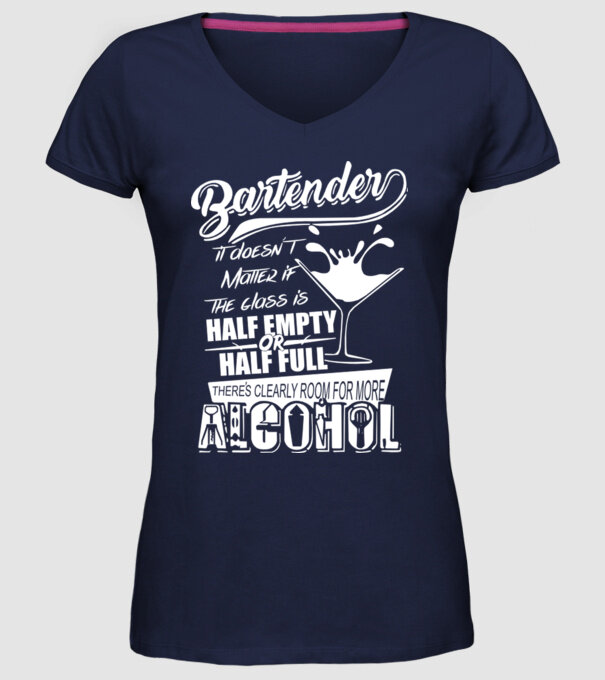Half empty or half full model albastru închis pe tricou