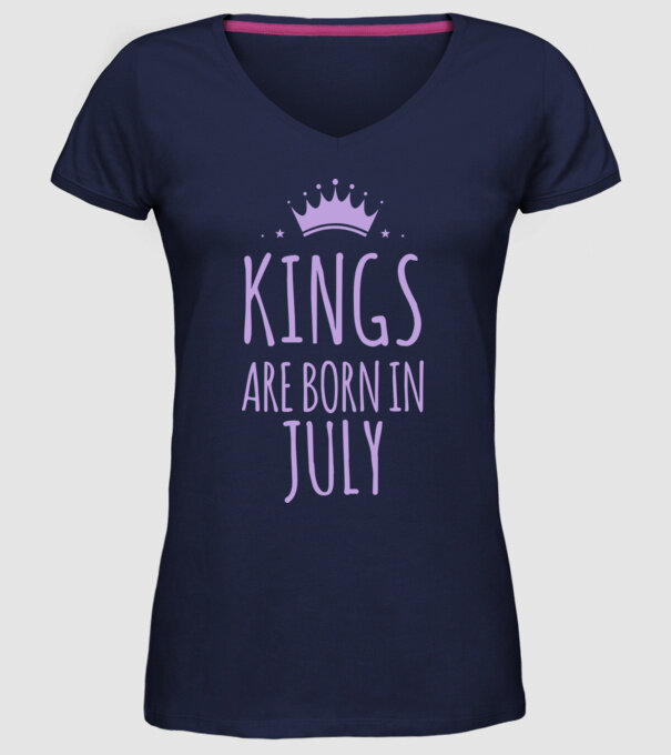 Kings are born in - July model albastru închis pe tricou