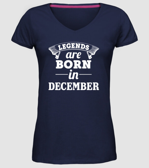 Legends are born in December model albastru închis pe tricou