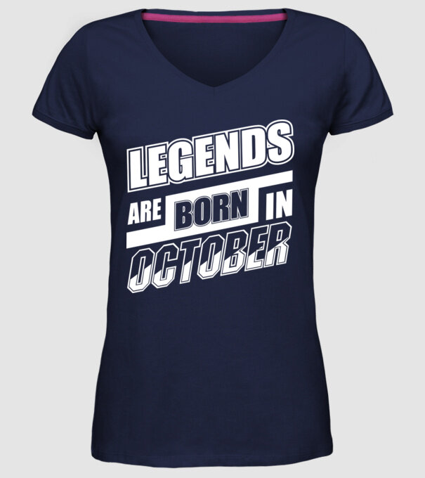 Legends are born in October model albastru închis pe tricou