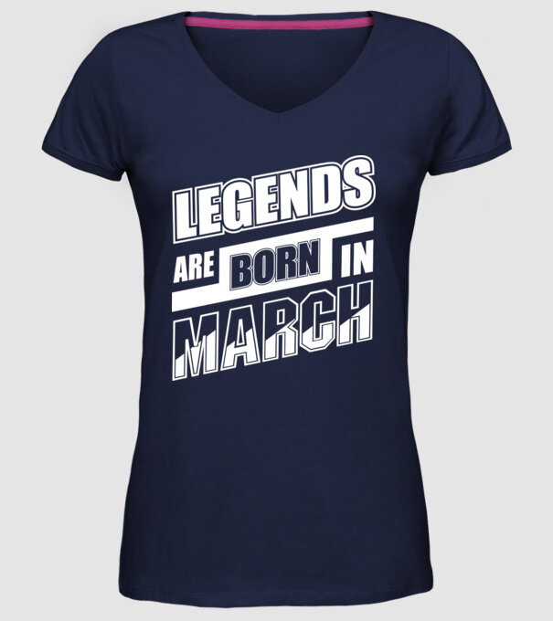 Legends are born in March model albastru închis pe tricou