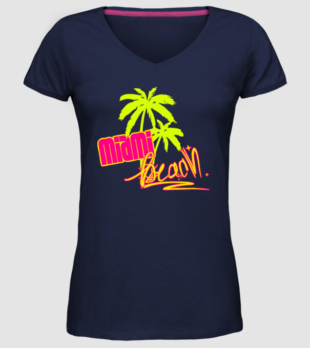 Miami beach model albastru închis pe tricou