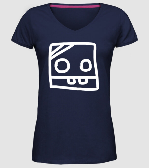 model albastru închis pe tricou