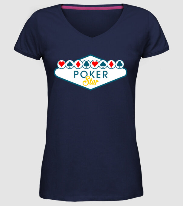 Star Poker model albastru închis pe tricou