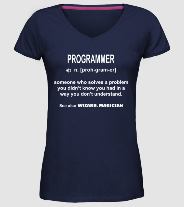 Programmer model albastru închis pe tricou