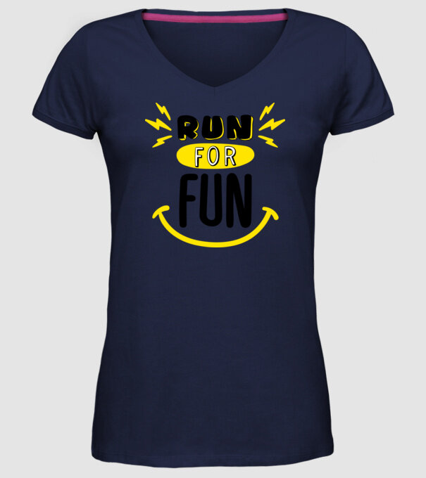 Run for fun model albastru închis pe tricou