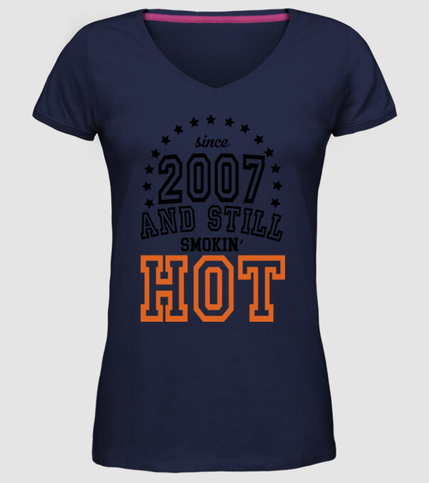 'Since and still smokin'' hot - 2007' model albastru închis pe tricou