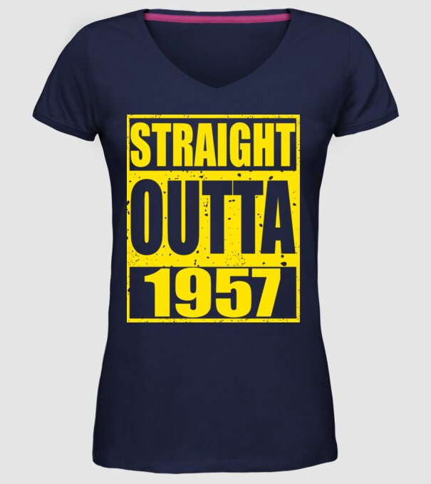 Straight Outta - 1957 model albastru închis pe tricou
