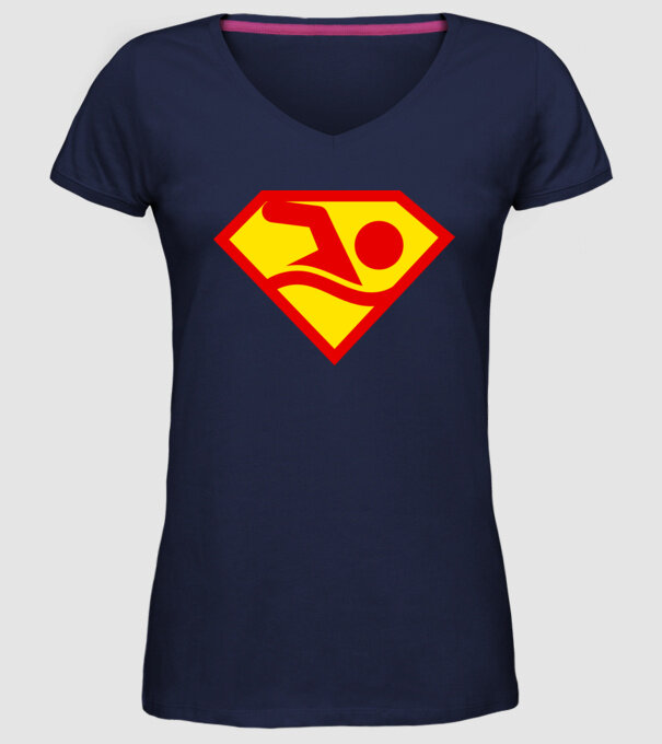 Supersportiv ÎNOTĂTOR model albastru închis pe tricou