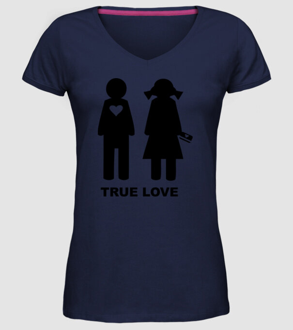 True Love model albastru închis pe tricou