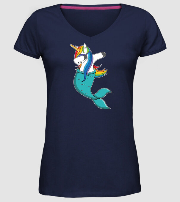 Unicorn Sirenă DAB model albastru închis pe tricou