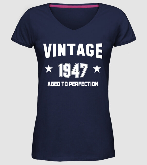 Vintage - 1947 model albastru închis pe tricou