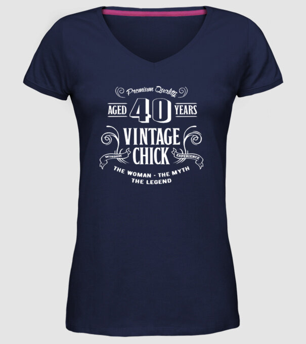Vintage chick - 40 model albastru închis pe tricou