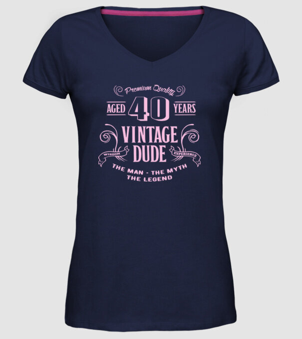 Vintage Dude - 40 model albastru închis pe tricou