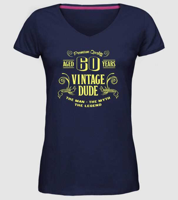 Vintage Dude - 60 model albastru închis pe tricou