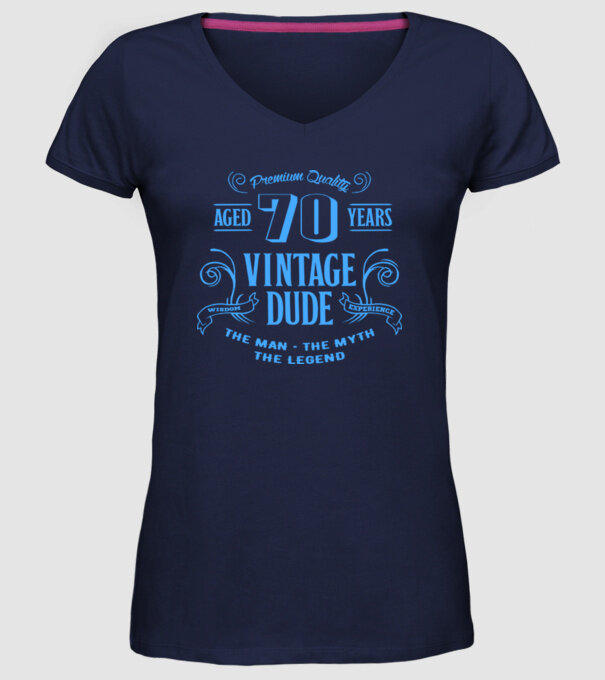 Vintage Dude - 70 model albastru închis pe tricou