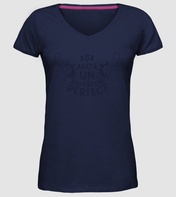 Așa arată un ÎNOTĂTOR perfect model albastru închis pe tricou