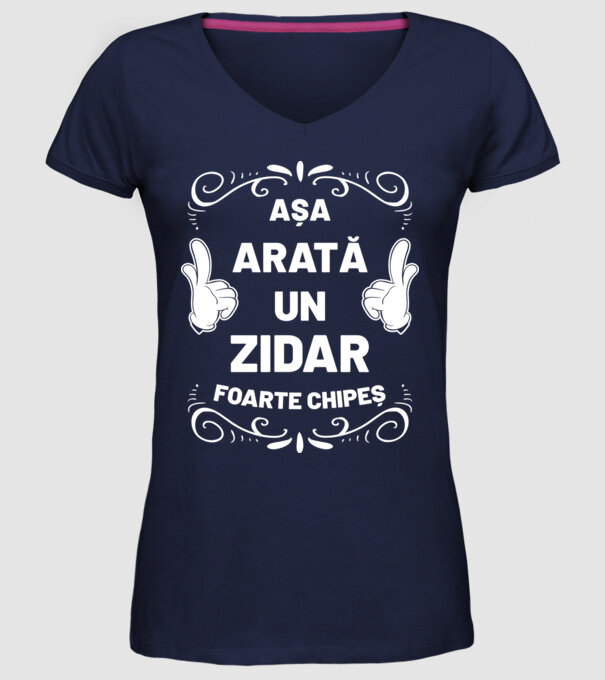 Așa arată un zidar foarte chipeș model albastru închis pe tricou