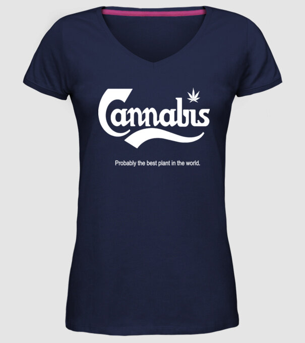 Cannabis model albastru închis pe tricou