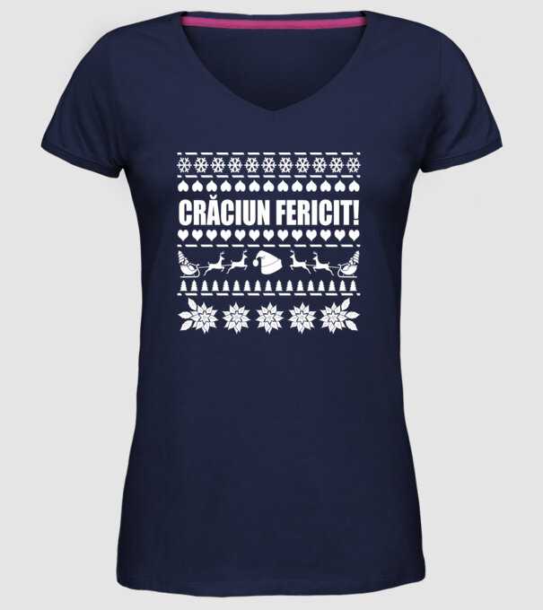 crăciun Fericit! model albastru închis pe tricou