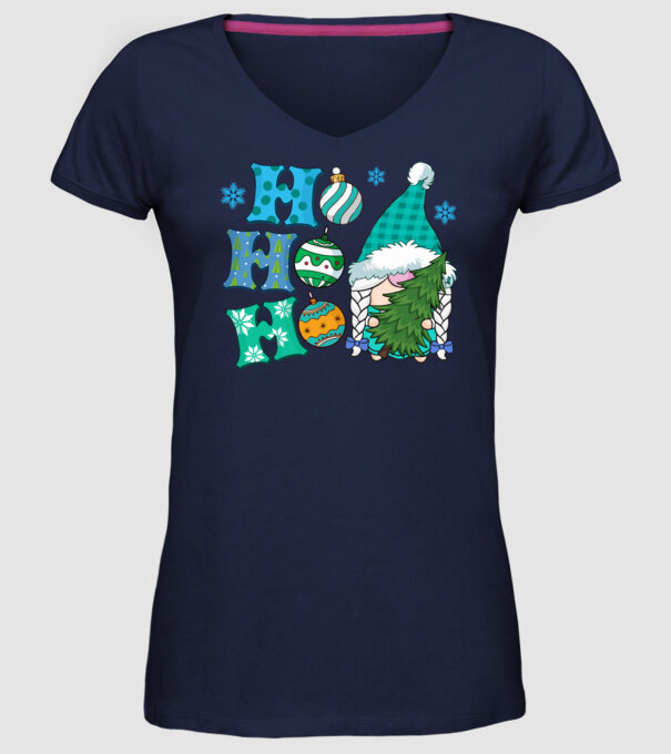 Ho-ho-ho gnome model albastru închis pe tricou