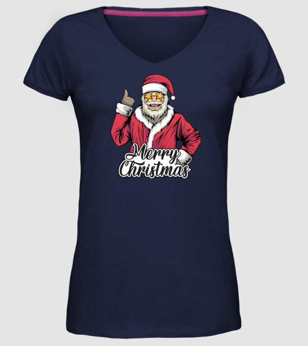 Merry christmas Santa model albastru închis pe tricou