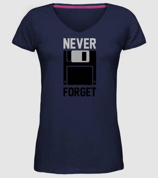 Never Forget model albastru închis pe tricou
