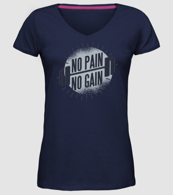 No pain no gain round model albastru închis pe tricou
