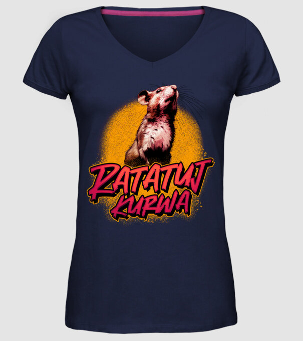 Ratatuj kurwa model albastru închis pe tricou