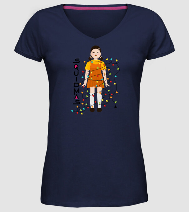squidmas girl model albastru închis pe tricou