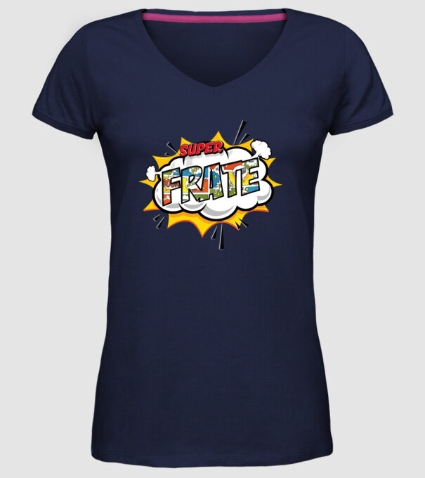Super Frate model albastru închis pe tricou