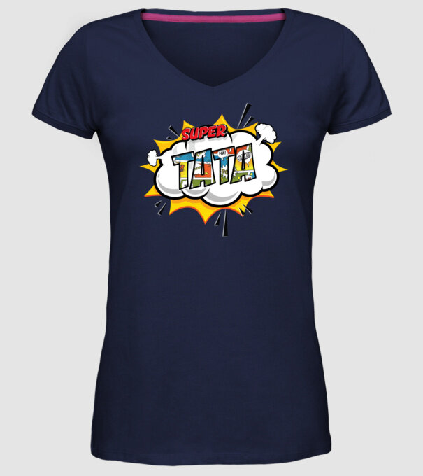Super tata model albastru închis pe tricou