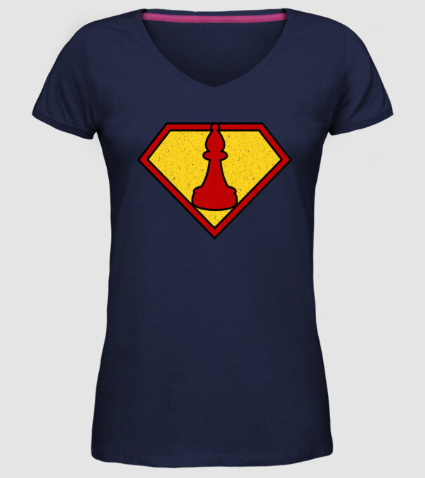 SuperChess alergător de șah model albastru închis pe tricou