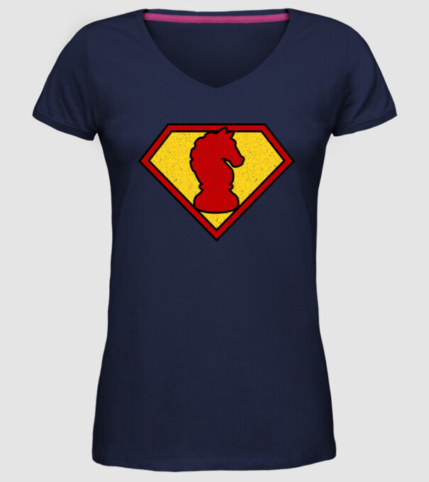 SuperChess cal de șah model albastru închis pe tricou