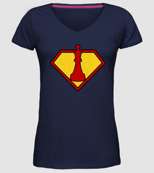 SuperChess rege model albastru închis pe tricou
