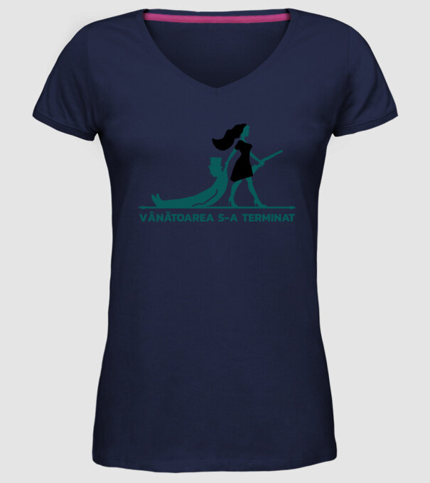 Vânătoarea s-a terminat model albastru închis pe tricou