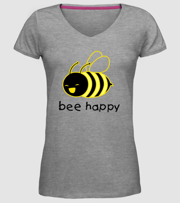 bee happy model gri pe tricou