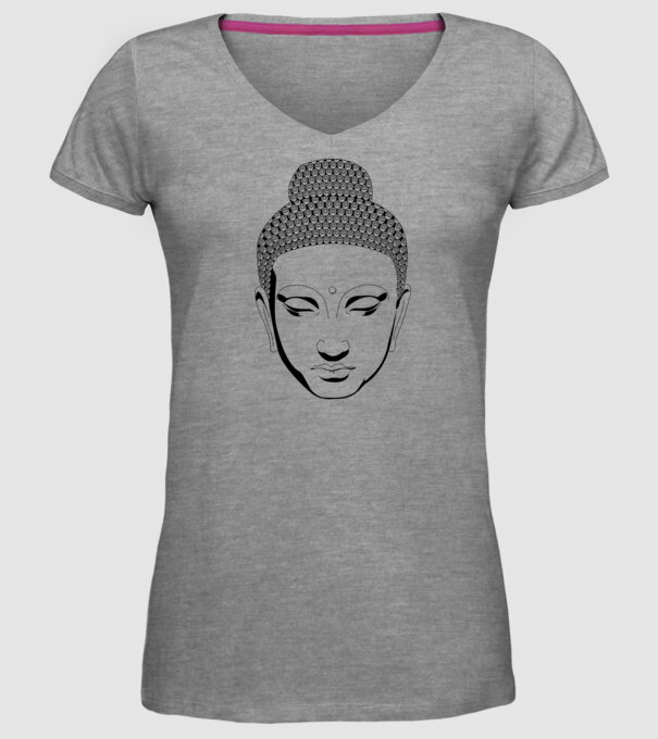 buddhas head model gri pe tricou