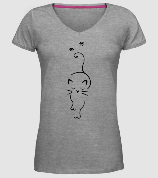 Cat walk model gri pe tricou