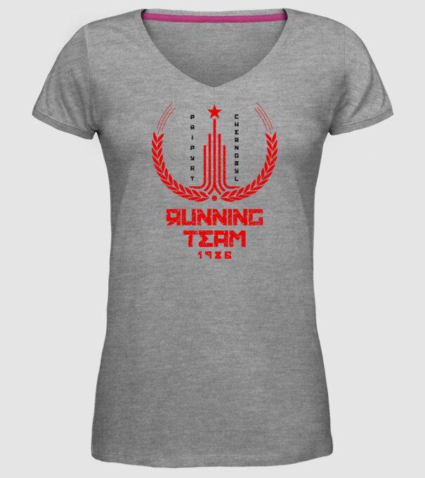 Chernobyl Running team model gri pe tricou