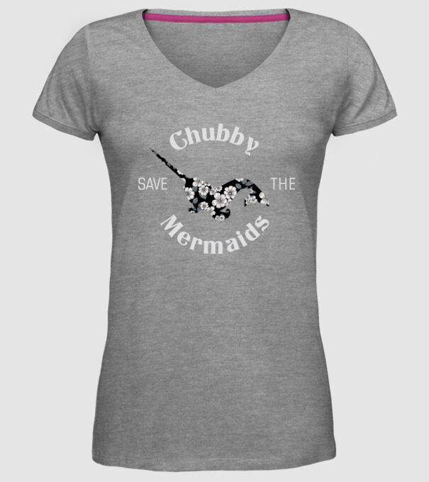 Chubby mermaid model gri pe tricou