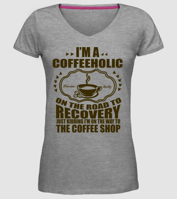 Coffeholic model gri pe tricou