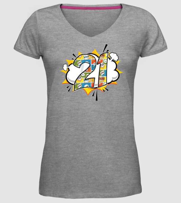 Birthday Comic Number 21 model gri pe tricou